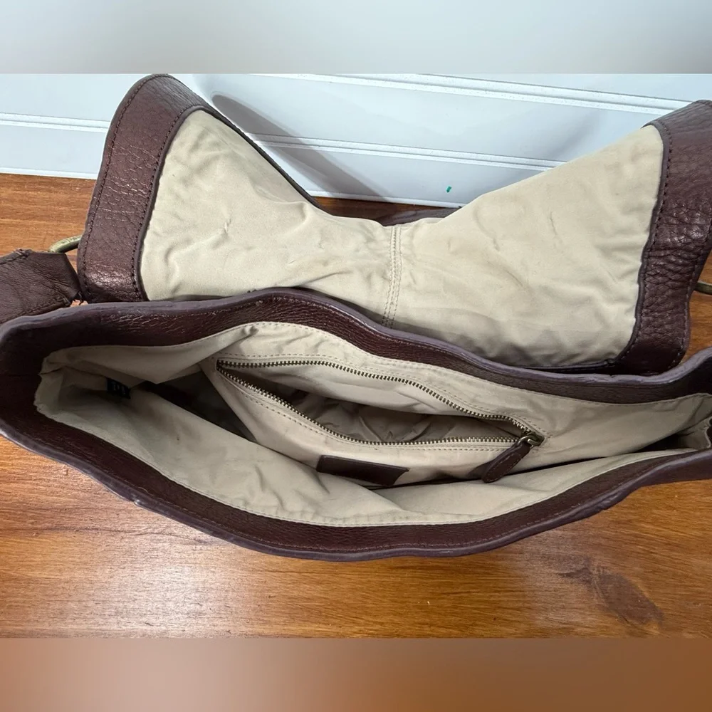 Y2K Cole Haan brown pebbled leather Village Paillette hobo shoulder bag purse. - Picture 8 of 14
